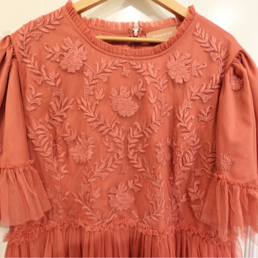 JessaKae Coral Embroidered Midi Dress